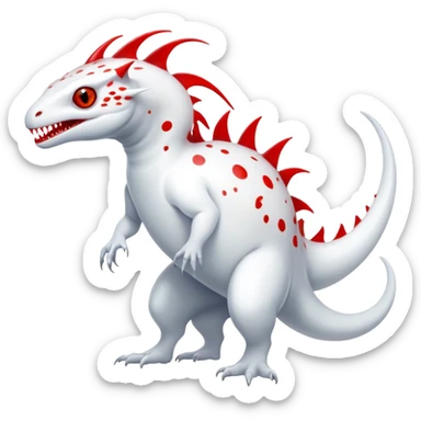 a translucent white with black belly and red eyes exotic albino edgy vernid-fionbri-creature with splash patterns full body sticker