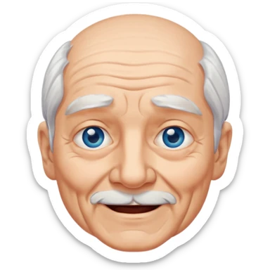 Abuelo hombre, muchas arrugas, aspecto feliz, el pelo blanco sticker