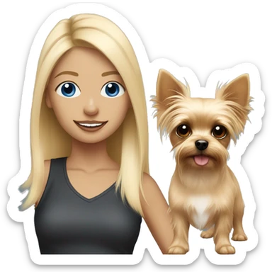 blonde hair blue eyed girl walking her chihuahua and yorkie sticker