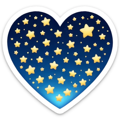 heart with a night sky gradient and tiny stars scattered, midnight theme sticker