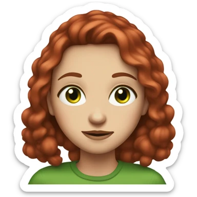 dark red haired girl with two moles on her left cheek and green eyes sticker