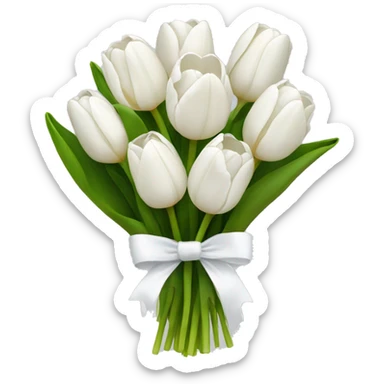 white tulip bouquet with a white bow holding the flowers together sticker