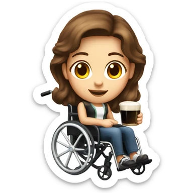 Hot Girl in wheelchair with brown hair drinking Guinness  sticker
