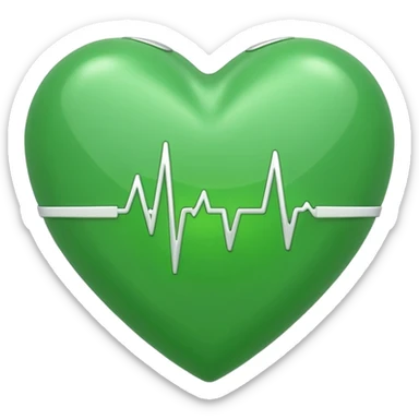 green heart with ECG heartbeat line sticker