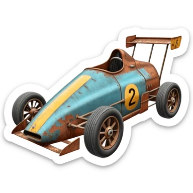 Antique looking shopping cart race car with custom aero body and rear wing  sticker