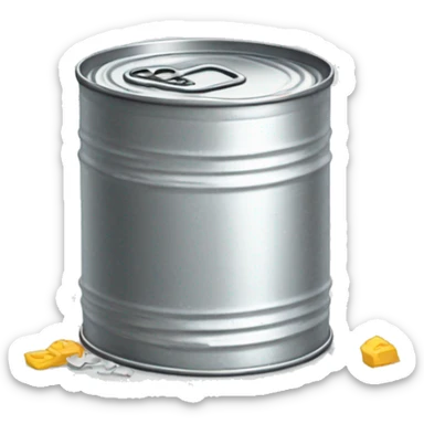 a tin can upright with a couple crushed scattered around sticker