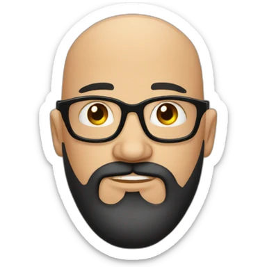 bald headed spanish guy chubby face full black beard and thin round glasses sticker