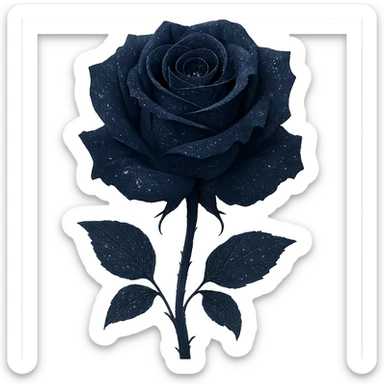 a midnight rose in dark indigo, shimmering with silver flecks and a mysterious, elegant aura sticker