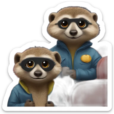Two meerkats and a wombat at the cinema in clothes sticker