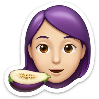 face eating an aubergine (eggplant) sticker