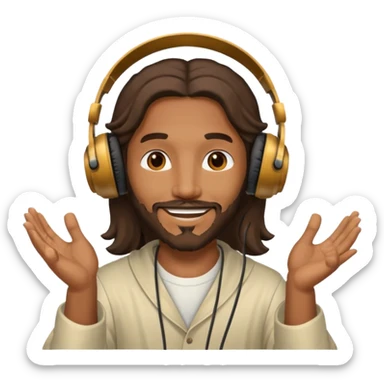 African American Jesus Christ giving someone a pair of headphones sticker