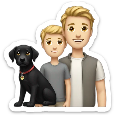 two white boys with one black labrador in the third place sticker