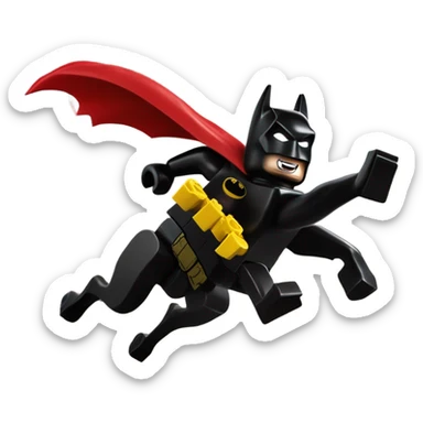 Lego Batman riding a Black lab chasing Superman  sticker
