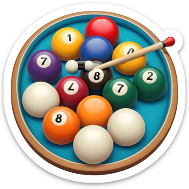 Pool game all balls same size and a cue sticker