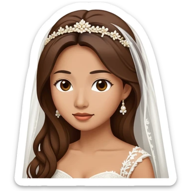 asian bride with long brown hair sticker
