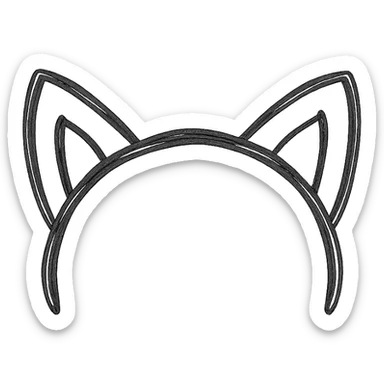 cat ears, hand-drawn outlined icon style, black lines, no fill, sketchy and whimsical sticker