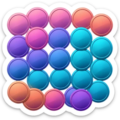 Many Coins pack
in gradient of turquoise, blue, pink, purple, and coral
 sticker