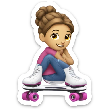 Una chica patinando con patines de cuatro ruedas  sticker