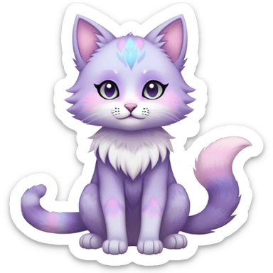 Kawaii dark edgy fantasy pastel ethereal anthro feline fursona animal creature sticker