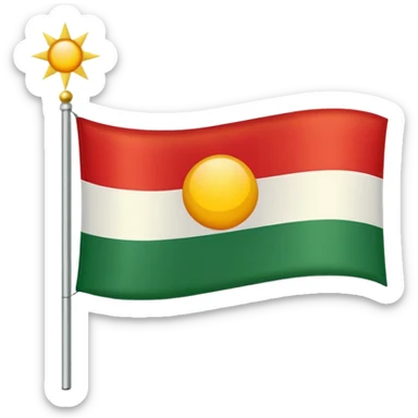 A flag with red on the left side white in the middle with sun on top of the white and green on the right side sticker