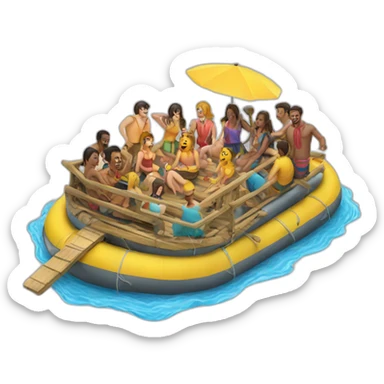 A party on a raft sticker