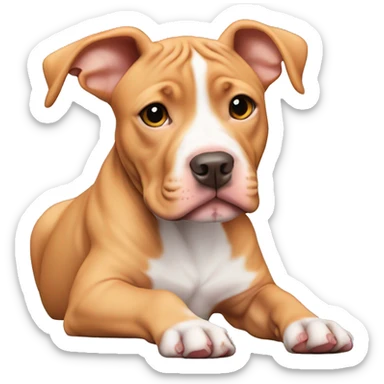Peach-colored pit bull puppy 4 months old with tudded ears sticker