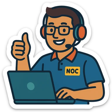 NOC technician giving a thumbs up sticker