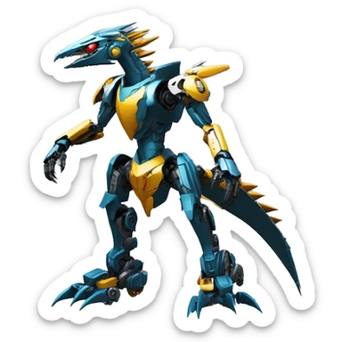 mechanical spiky Medabot-raptor-dragon-Bionicle-mecha full body sticker