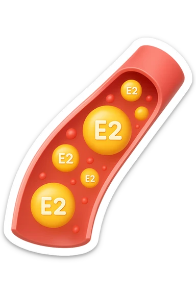 EMOJI STILE IPHONE 3D DI particelle di ormoni estrogeni che circolano in una vena umana sticker