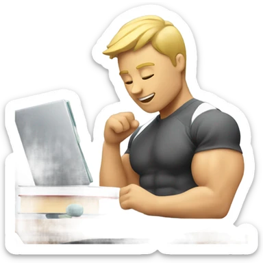 emoji with person studying and doing fitness sticker