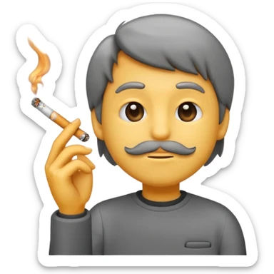 emoji holding a cigarette in his hand with smoke going up sticker