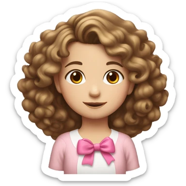 caucasian little girl with brown curls and a pink bow in her hair  sticker