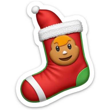 gingerbread cookie in red chrismas sock shape sticker
