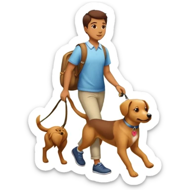a person walking a dog in the park with a simple background sticker