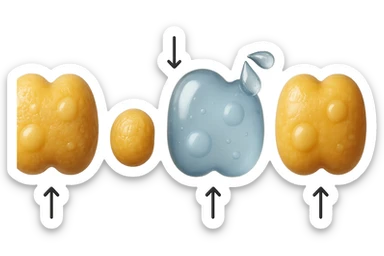 il processo di una cellula adiposa che si sgonfia, e si gonfia di acqua, falla identica all'immagine che ho allegato ma in 3d iperrealistica 4k sticker