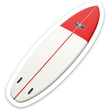 white surfboard with red sides and paddle sticker