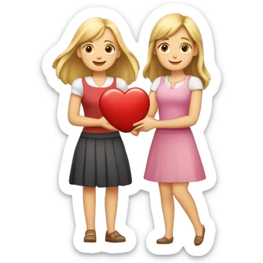 Dos chicas adultas una rubia y otra castaña haciendo un corazón con las manos  sticker
