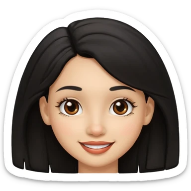 a girl that has black 3c hair textures and lightskin, It has brown eyes, a nose, lips, and it’s smiling. sticker