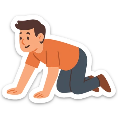 flat toon style person crawling sticker