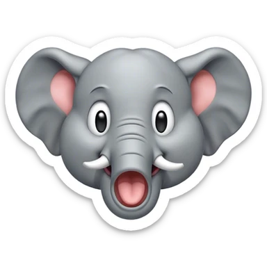 Cinematic Cute Yawning Elephant Portrait Emoji, Head tilted slightly with a dramatic, wide-open yawn, showcasing a soft, wrinkled gray hide with gently drooping ears and large, sleepy eyes, Simplified yet irresistibly adorable features, highly detailed, glowing with a soft, cozy glow, high shine, relaxed yet expressive, stylized with a touch of tender whimsy, bright and endearing, soft glowing outline, capturing the essence of a drowsy yet affectionate elephant, so drowsy it feels like it could stretch out of the screen and curl up for a nap! sticker