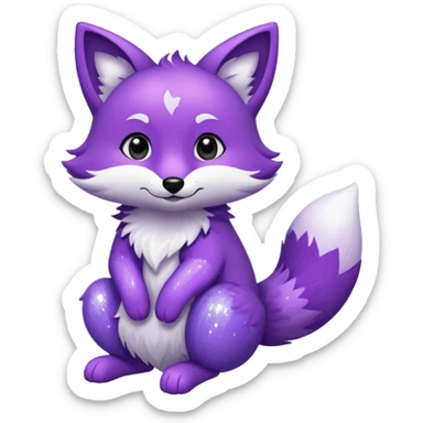 glitter purple and cian fox sticker