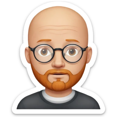 bald man with round head, glasses, short ginger beard sticker