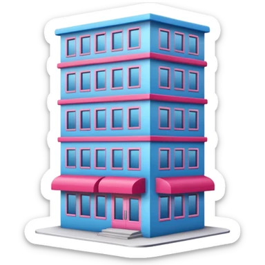 The building houses the Ozon order pickup point in its signature blue (digital blue) and raspberry colors. sticker