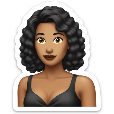 Tanned woman with black hair dressed in 1990s r&b hair, makeup, and attire  sticker