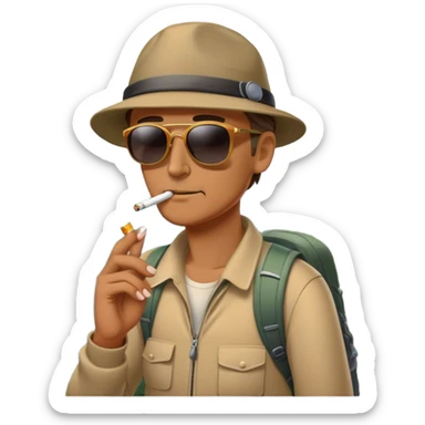 Man smoking and hiking a mountain  sticker