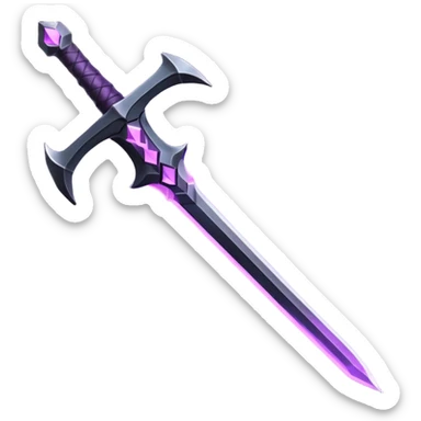 A Discord emoji of a sharpened obsidian blade with a glowing purple rune on the hilt. High-end fantasy style, sleek, metallic black, white background. sticker