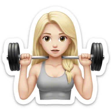 Pale girl with long blonde hair lifting weights sticker
