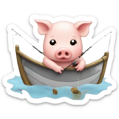 Pig fishing  sticker