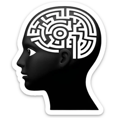 silhouette of a head with a maze inside sticker