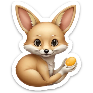 fennec holding an uncooked egg sticker